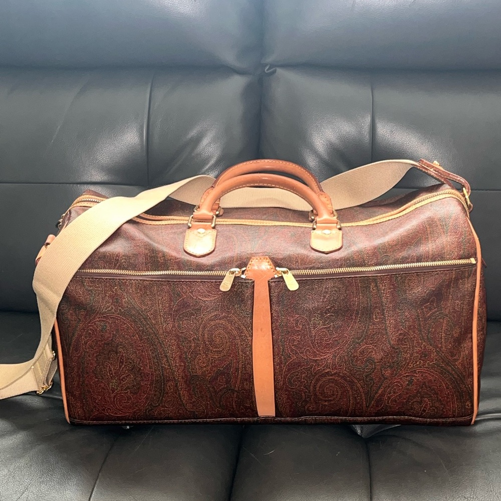 Etro Paisley Weekender Duffel Bag - Brown